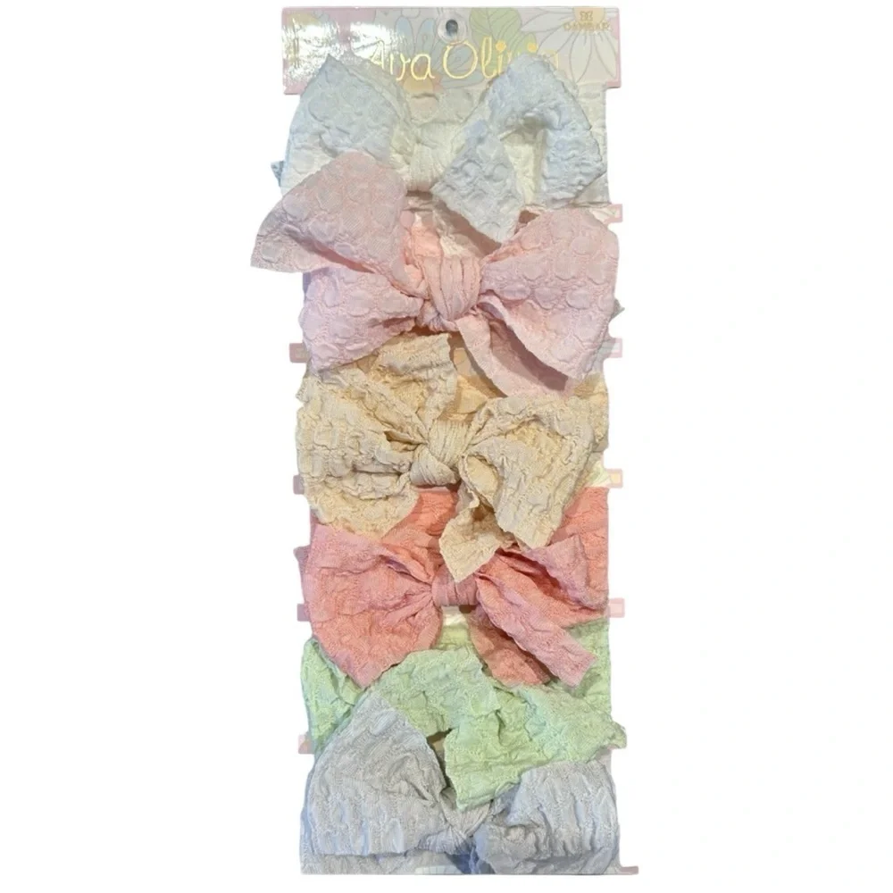 Ava Olivia NWT 6pk Little Girl Bow Pastel Headbands
